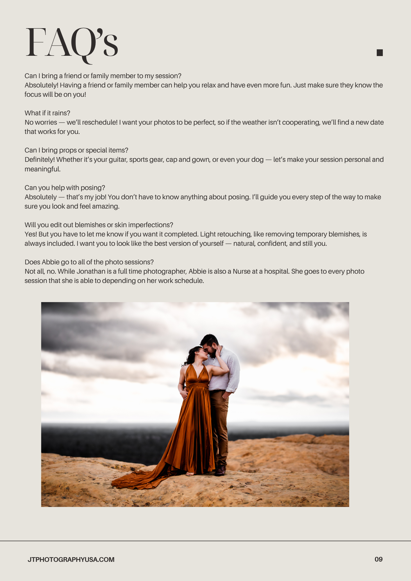 A flowing red dress creates dramatic movement against a cloudy sky in an outdoor photo session.