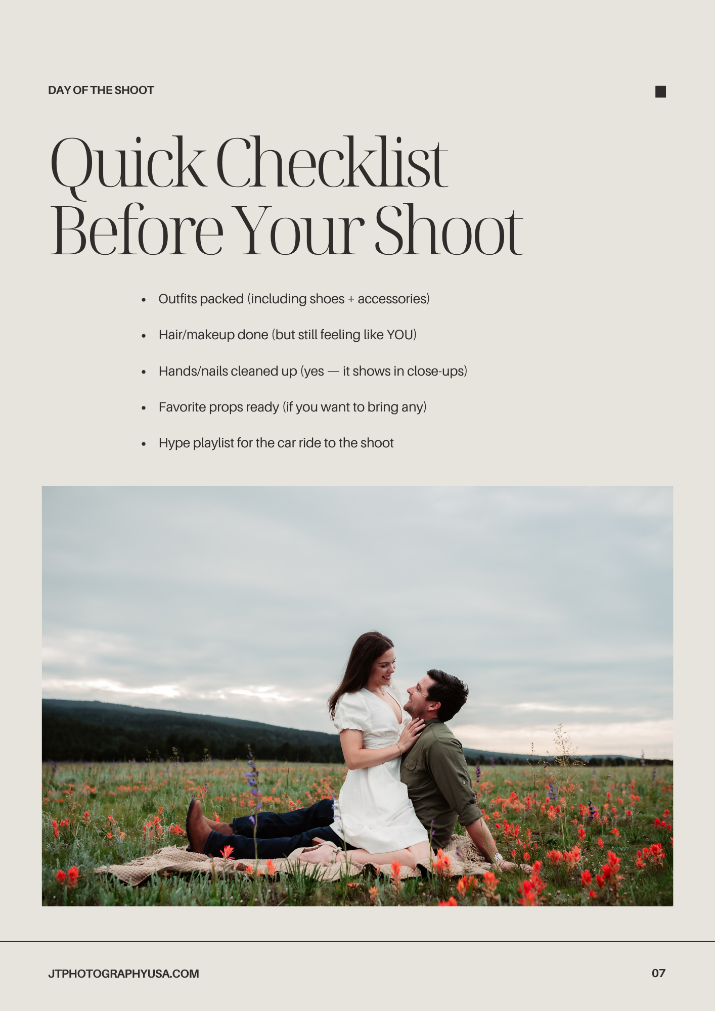 A romantic photo series showing a couple lying in a blooming red poppy field at sunset.