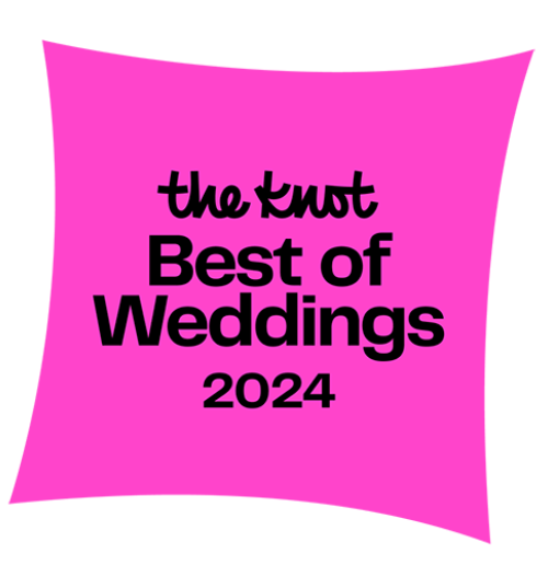 The Knot Best of Weddings 2024 award badge displayed on a bright pink square logo.