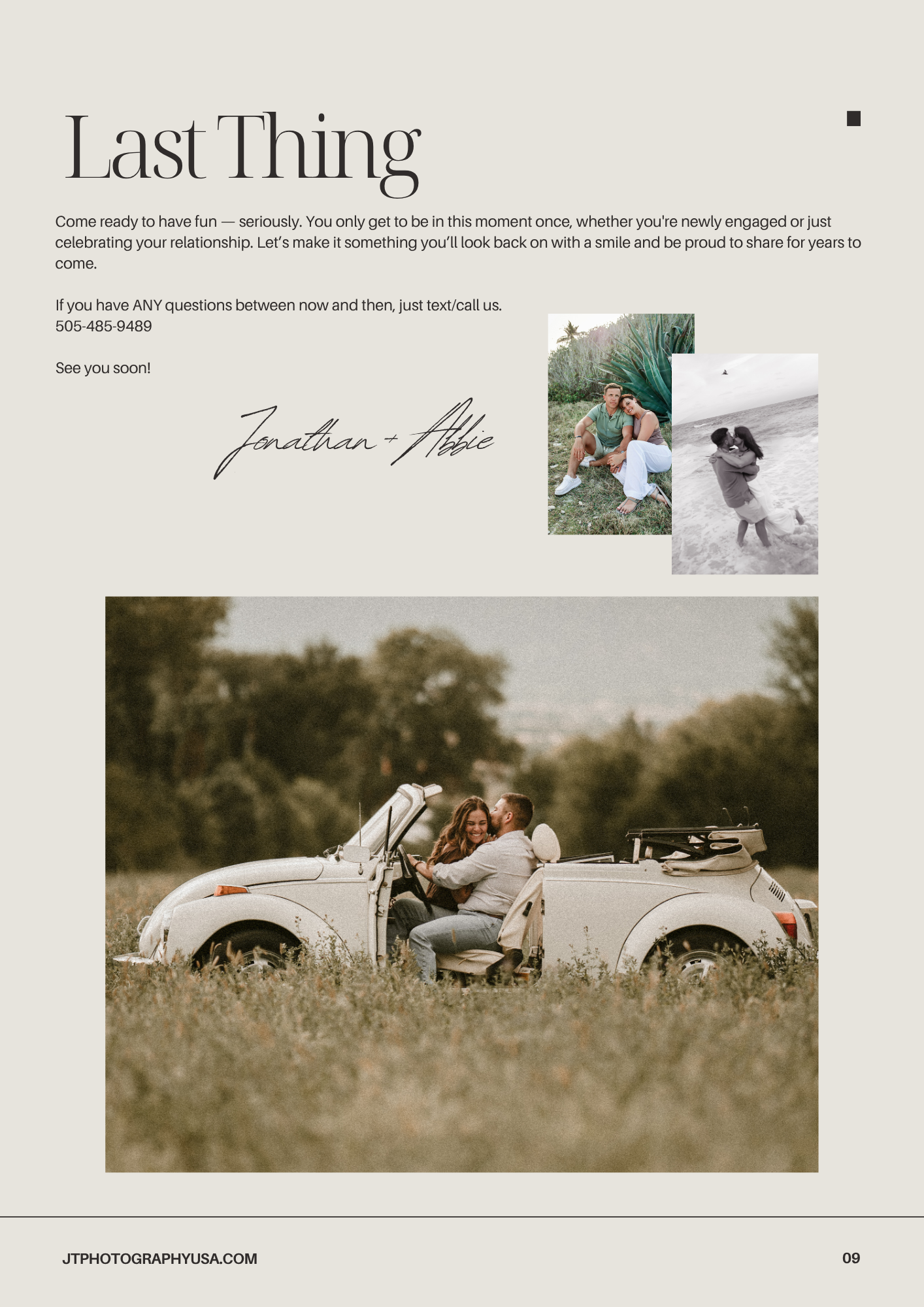 A vintage car parked in a serene meadow field is captured in warm sepia tones in a magazine layout design.
