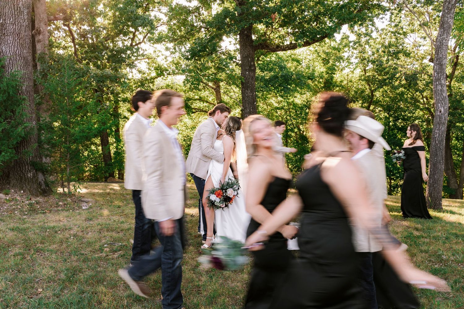 Bride and Groom share a kiss at Seven Springs Winery Missouri