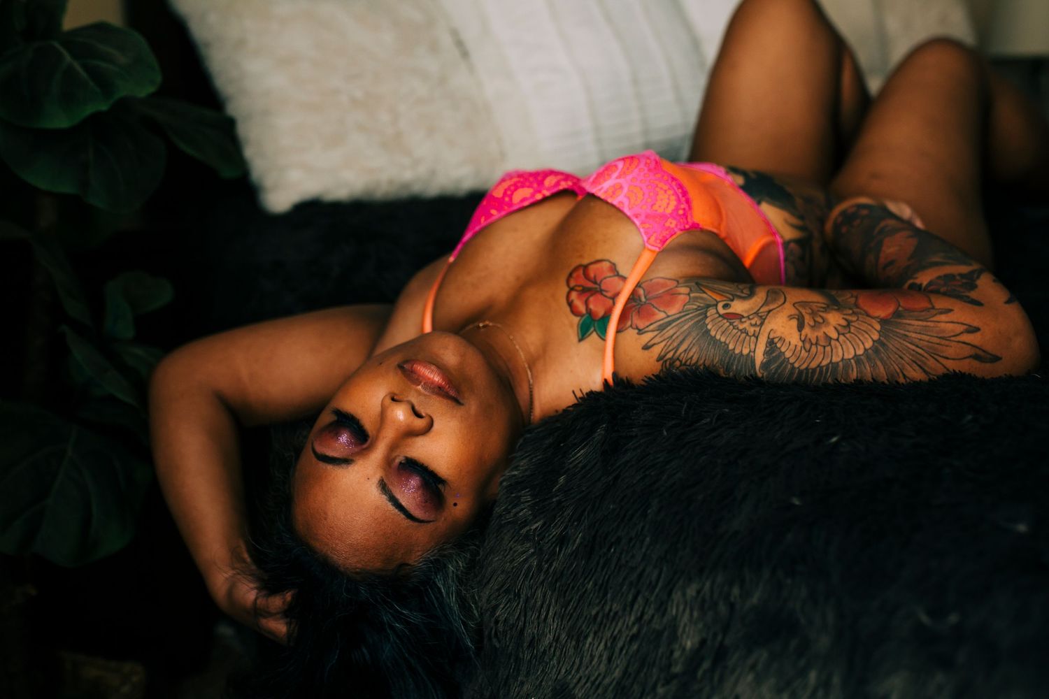 Stretching pose with natural curves captured tastefully.