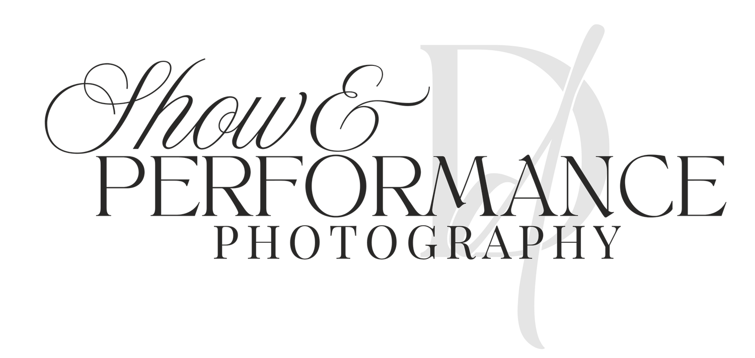 Show & Performance Photography logo featuring elegant script and serif typography in black and gray.