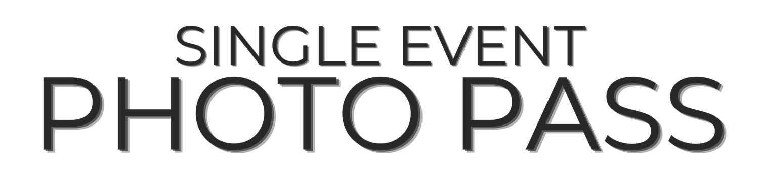 Single Event Photo Pass logo in bold black typography on a white background.