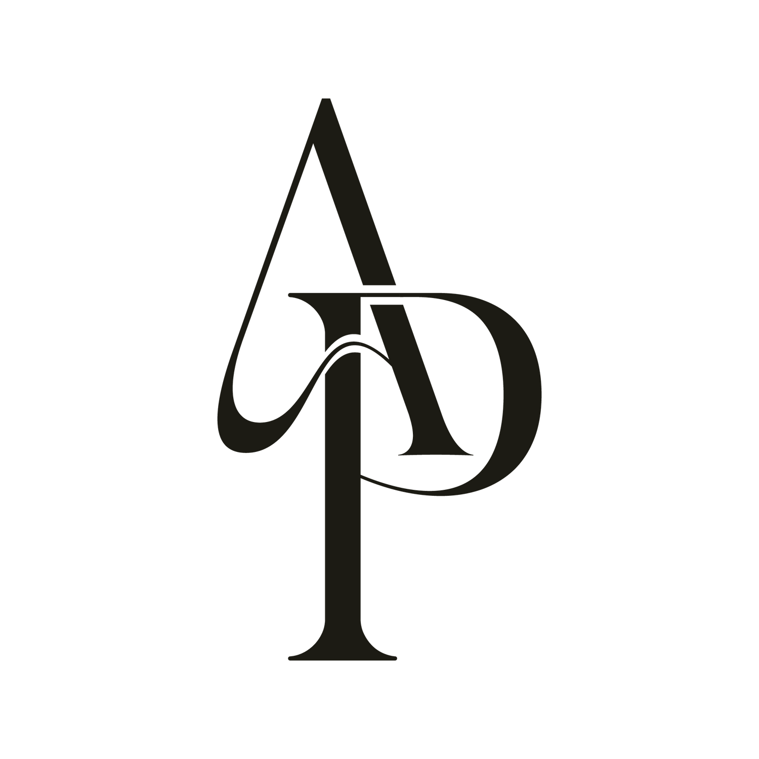 Minimalist black AP monogram logo design on white background.