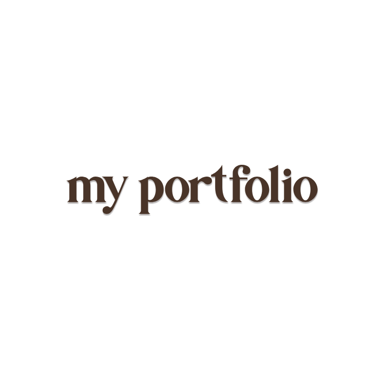 Brown serif text reading my portfolio on a clean white background, ideal for a personal portfolio branding logo.