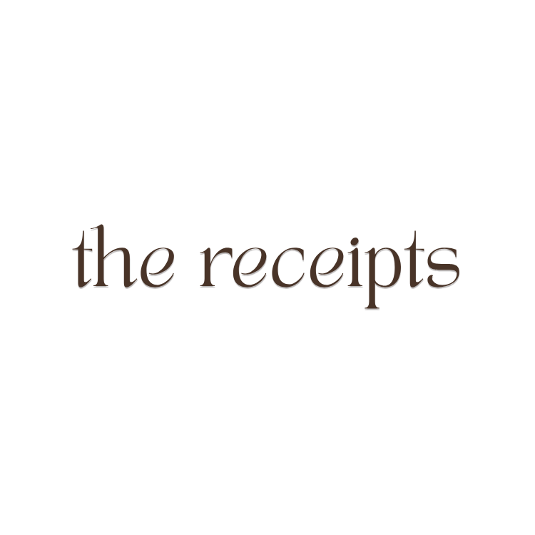 The Receipts logo in elegant brown serif typography on a white background.