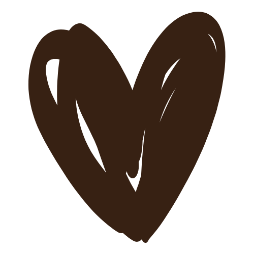 A row of five hand-drawn black heart shapes arranged horizontally with slight variations in size and style.