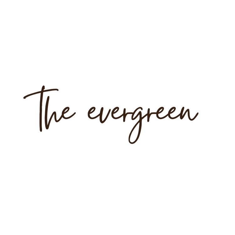 The Evergreen brand logo in elegant cursive brown script on a white background.