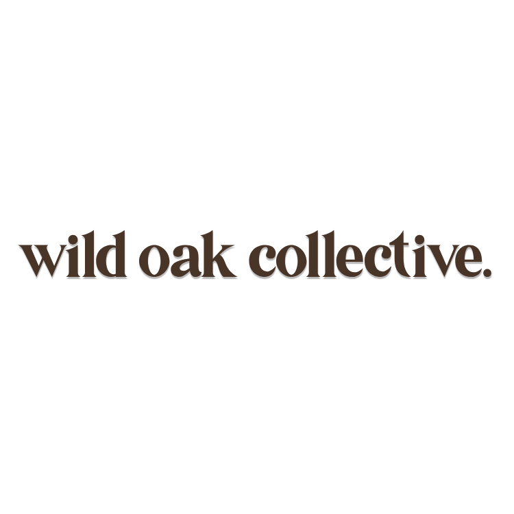 Wild Oak Collective logo in brown serif font on white background.