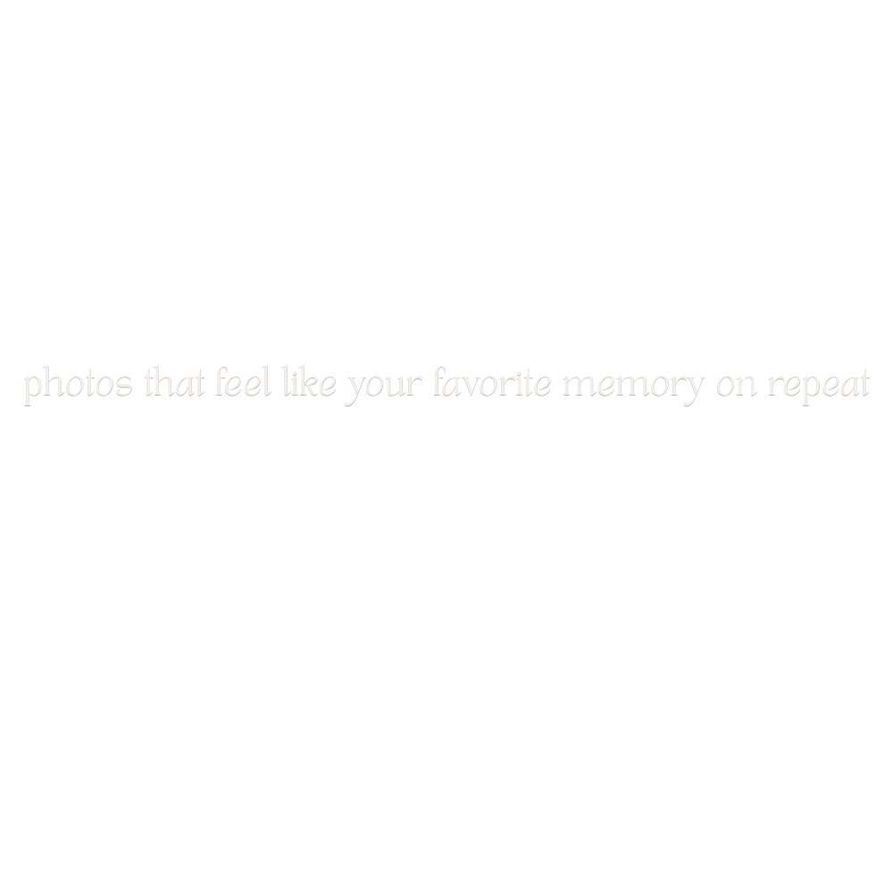 White minimalist text on white background reading photos that feel like your favorite memory on repeat.