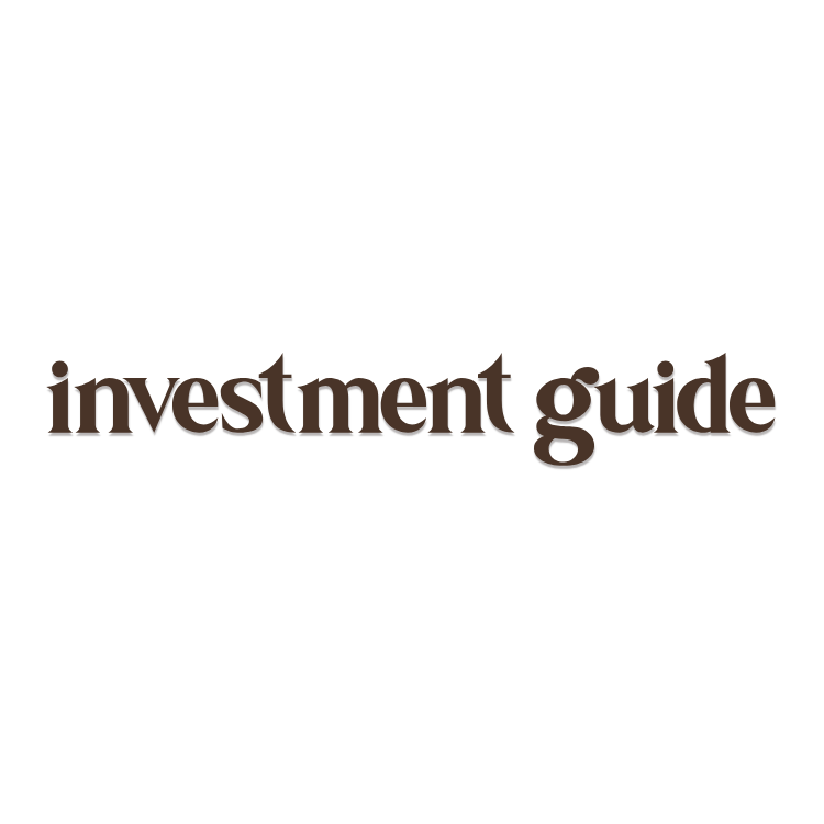 Investment Guide logo in dark brown serif typography on a white background.