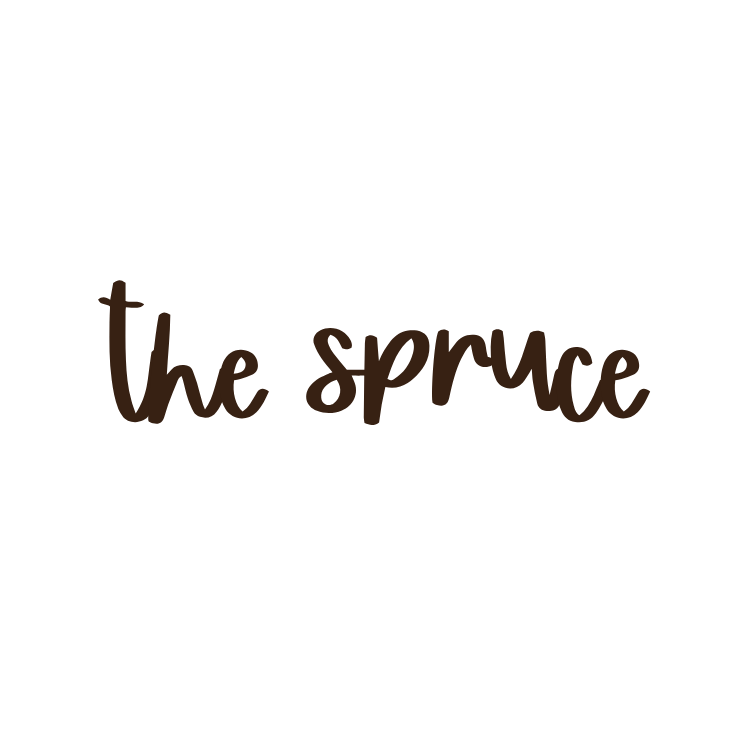 A dark brown logo for The Spruce website featuring a stylized tree branch design against a white background.