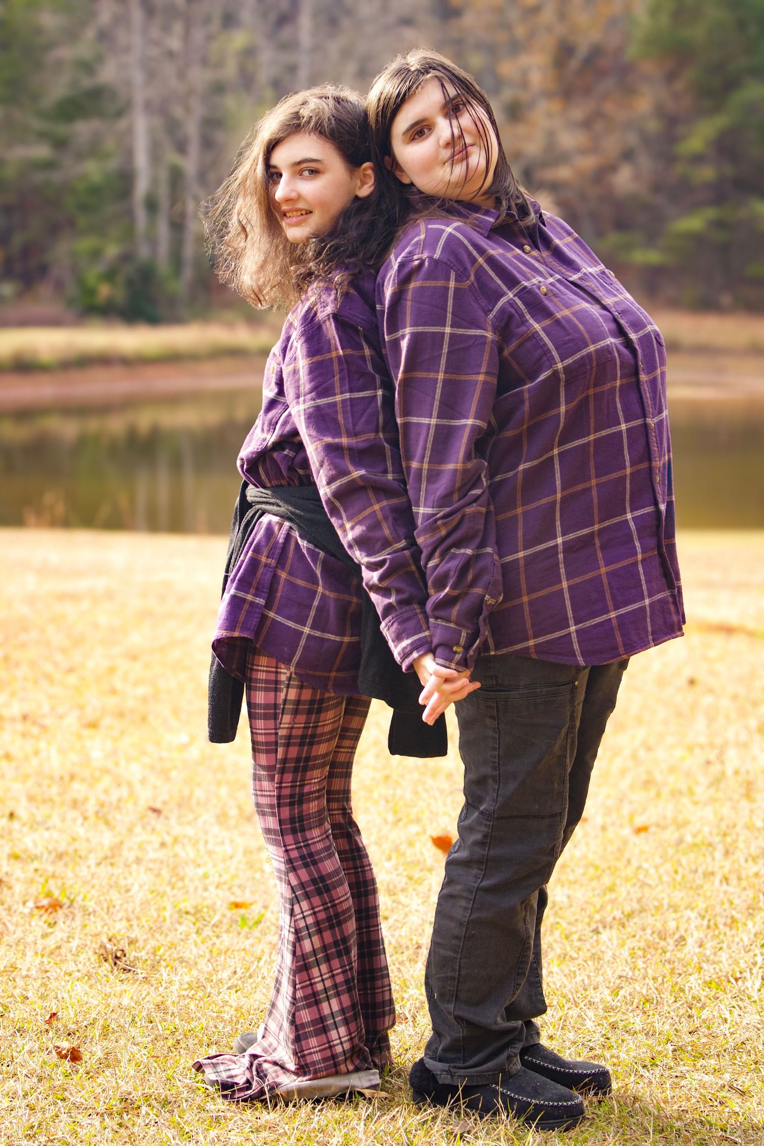 This is a close up angle of two of the kids from the diverse family.