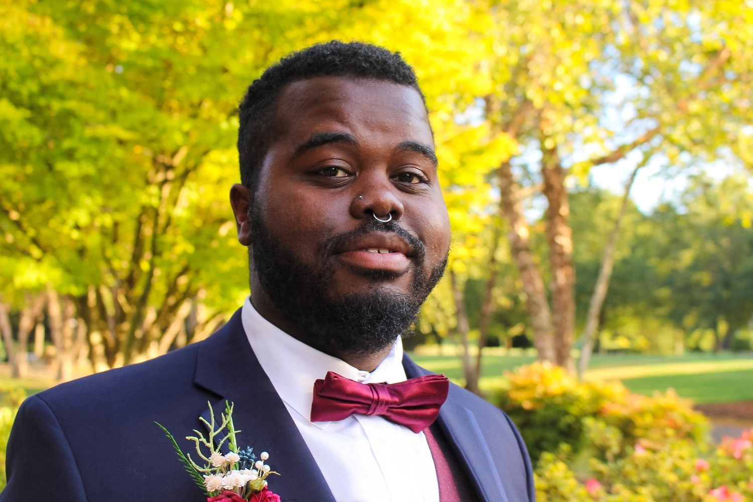 This is a photo of my gorgeous fiancé at the wedding I photographed.