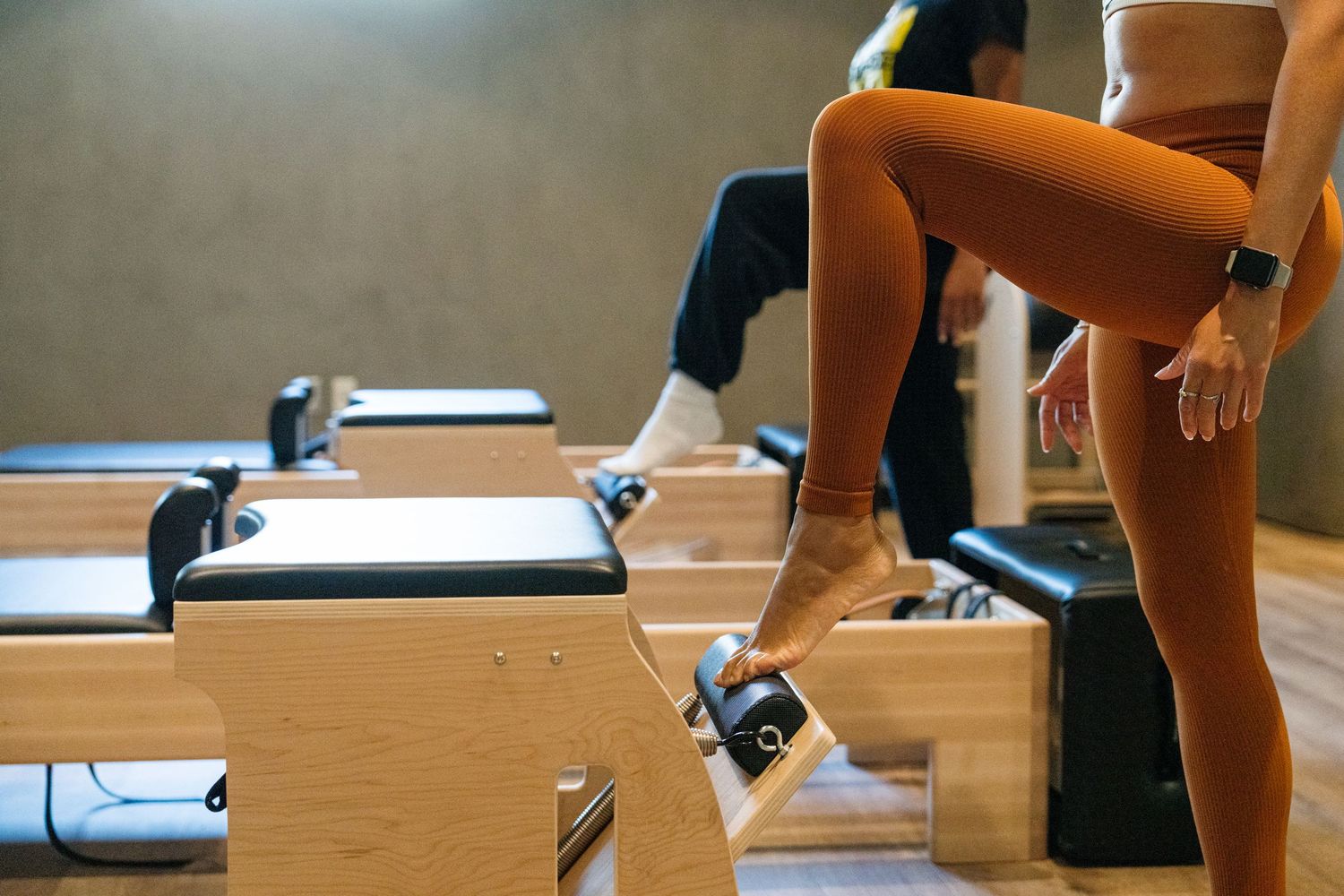 Wooden fitness equipment or apparatus shown in detail.