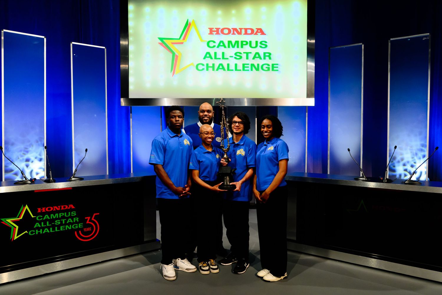 Stage setup for Honda Campus All-Star Challenge with branded displays and lighting.