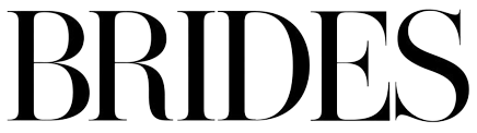 Black and white text logo design for Brides magazine.