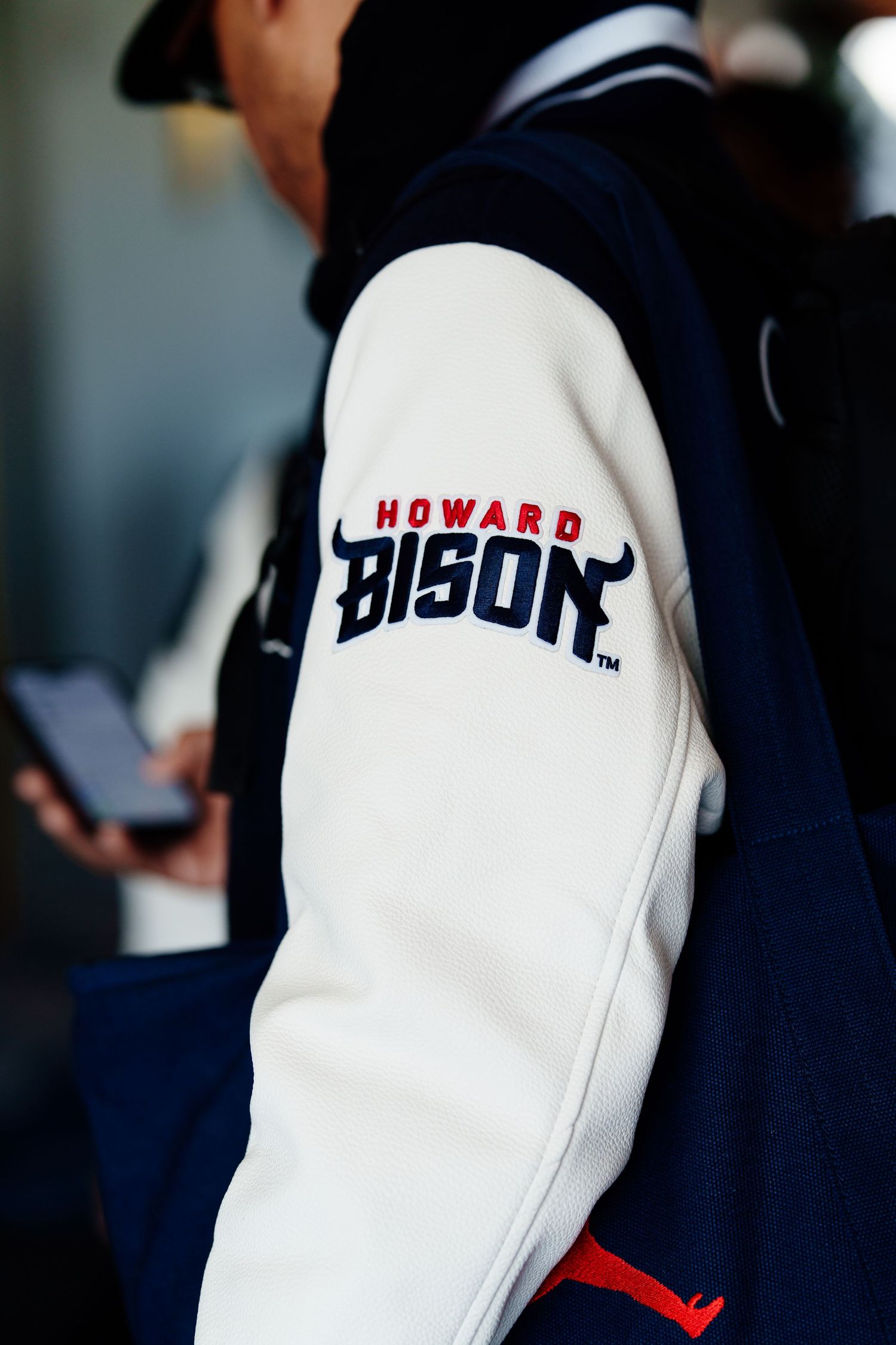 Close-up details of Howard Bison branded athletic wear.