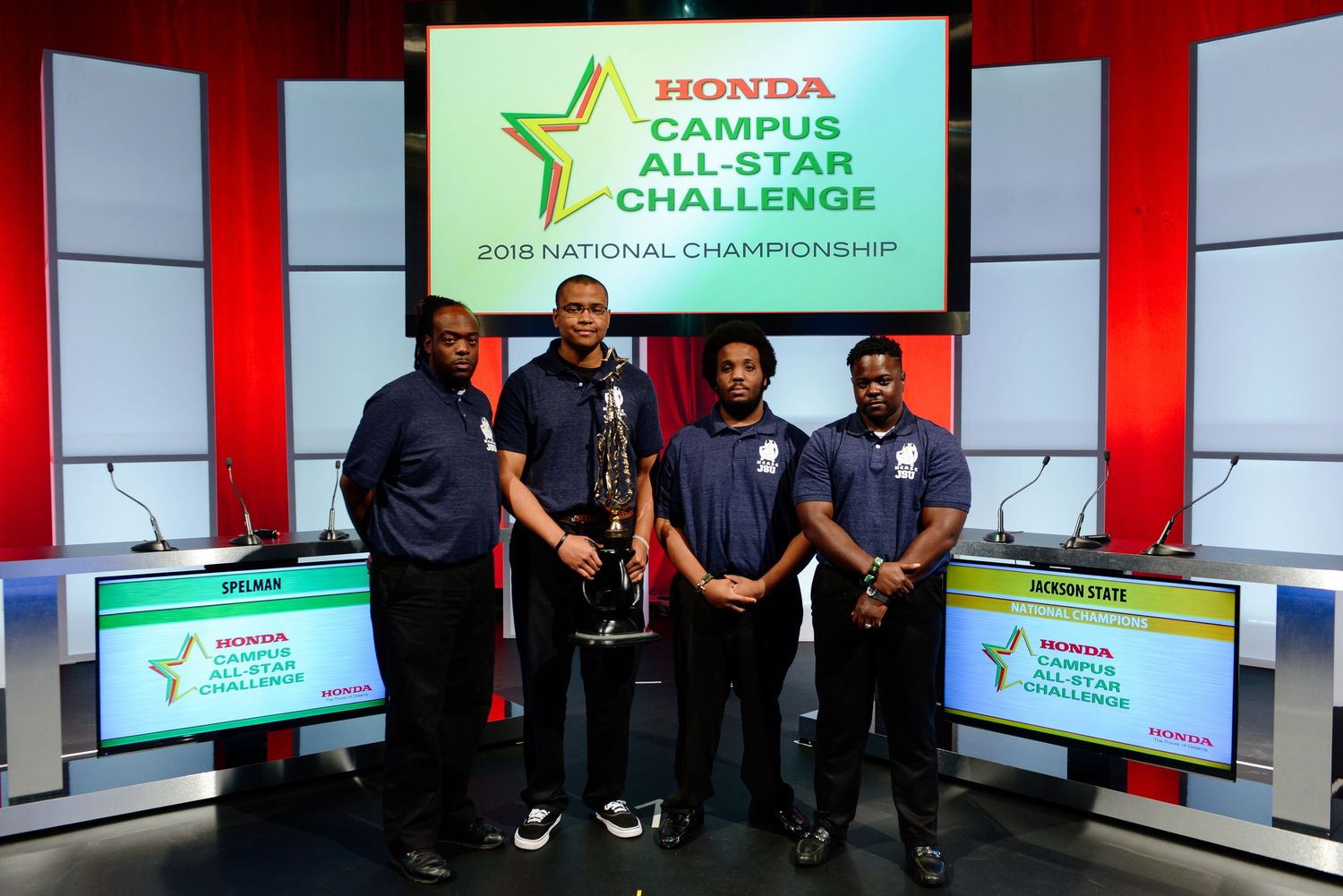 Stage setup for Honda Campus All-Star Challenge with branded displays and lighting.