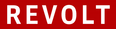 Bold red and black typography displaying the word REVOLT.