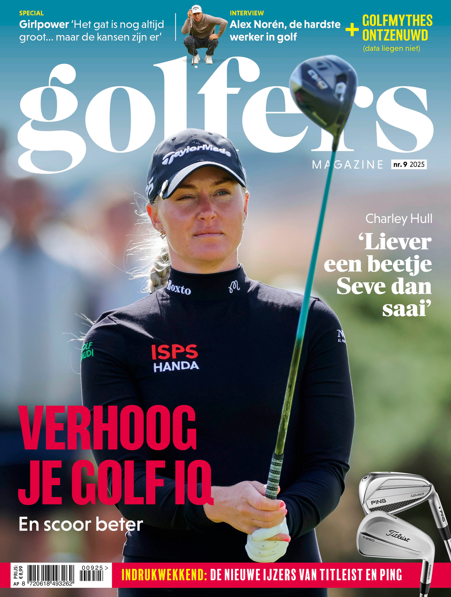 Cover of Golfers Magazine featuring a golfer in black attire holding a club against a blurred background.