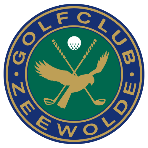 Collection of vintage golf club logos and badges with eagle motifs in blue, green, and gold colors.