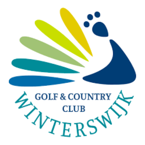 Stylized peacock logo design for Winterswijk Golf & Country Club featuring blue and green feather elements.