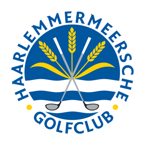 Blue and yellow golf club logos with wheat designs showing different variations of a similar emblem theme.
