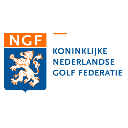 Logo of the NGF - Nederlandse Golf Federatie showing a blue lion symbol and text in blue and orange.