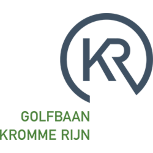 Modern minimalist golf course logos in black and white with text reading Golfbaan and Kromme Rijn.