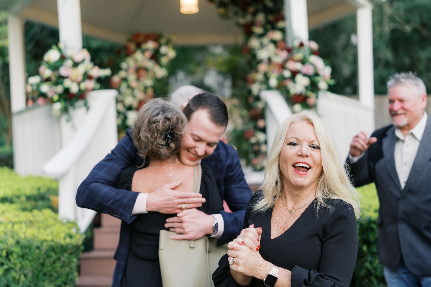 Emotional reaction captured during an outdoor marriage proposal.