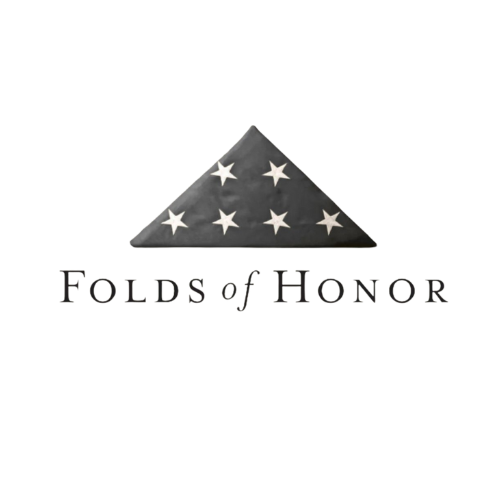 Folds of Honor logo featuring a triangular flag design with stars.