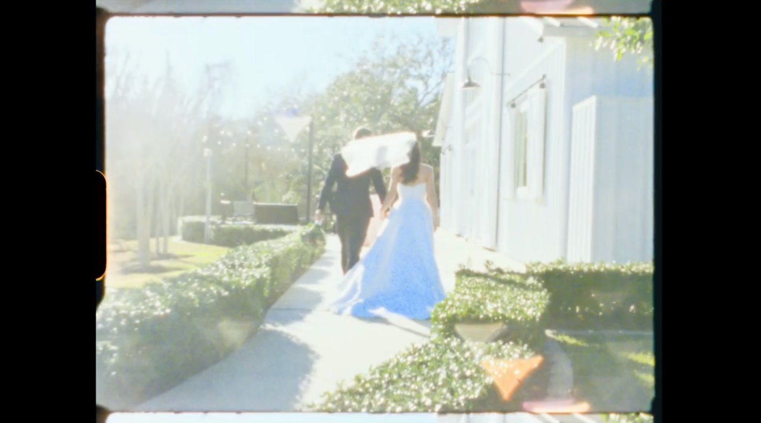 Security camera footage shows a person walking along a residential pathway in multiple sequential frames.