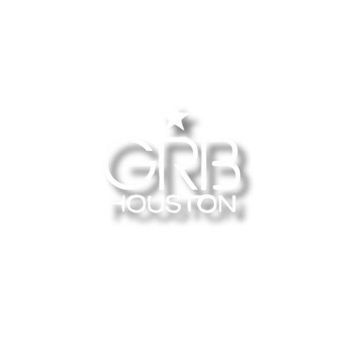 Modern white text logo design against a light background.