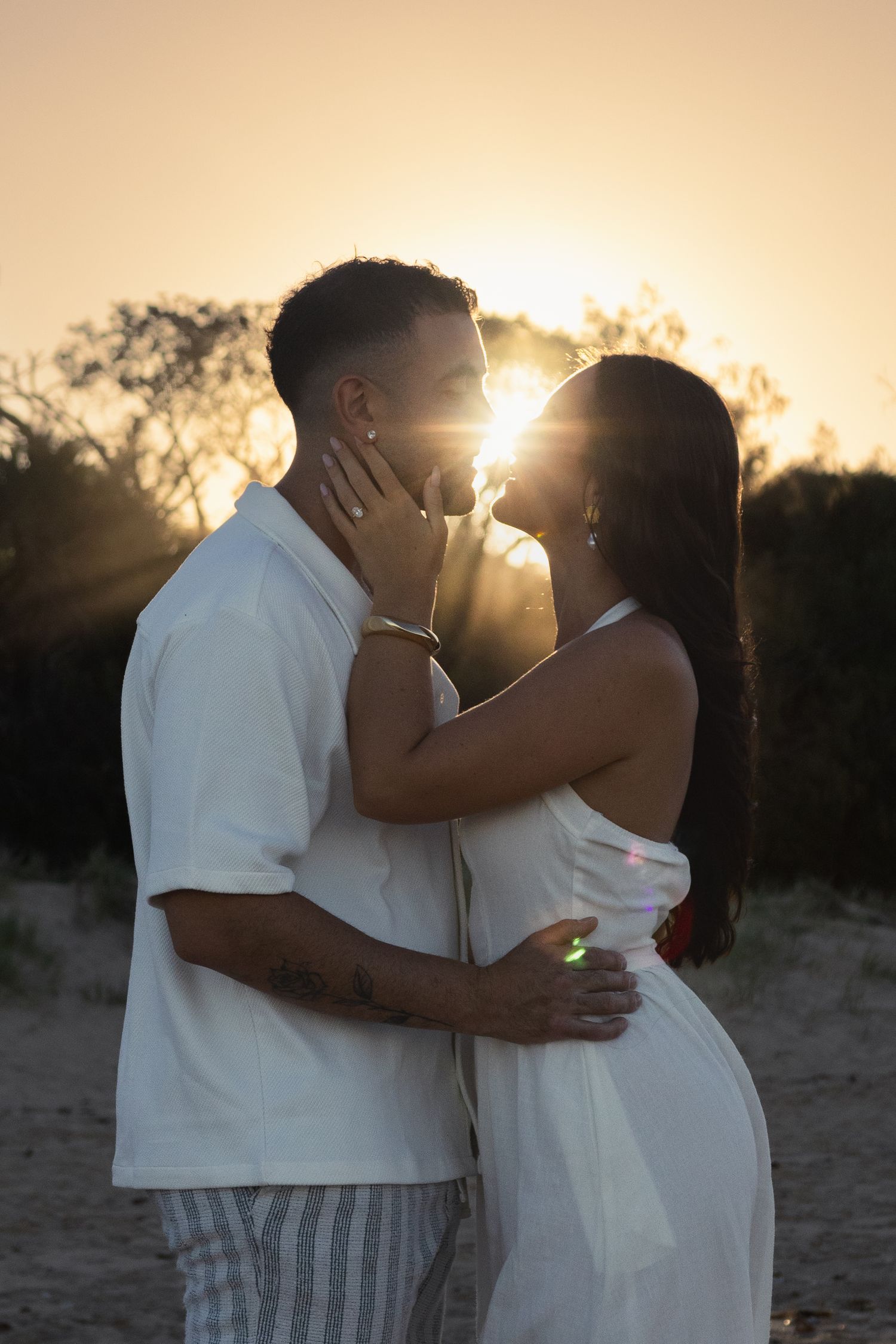 Sunset engagement photos at Wurtulla Beach Sunshine Coast