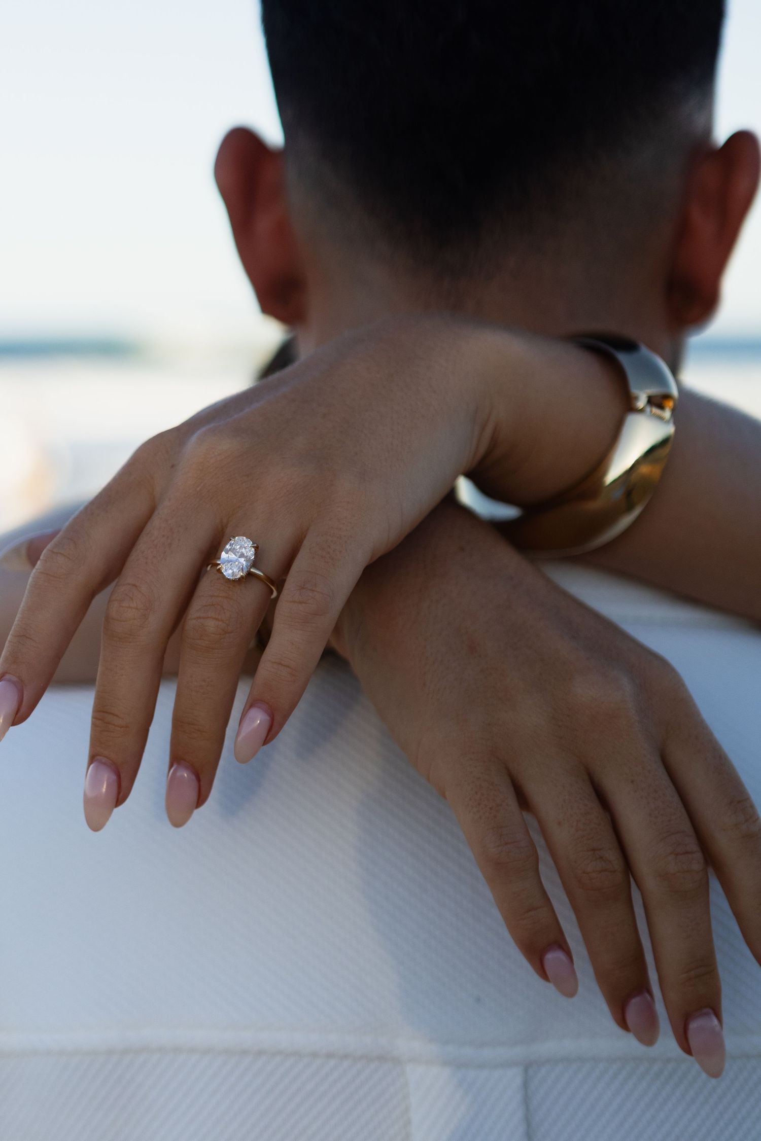 Sunset engagement photos at Wurtulla Beach Sunshine Coast engagement ring
