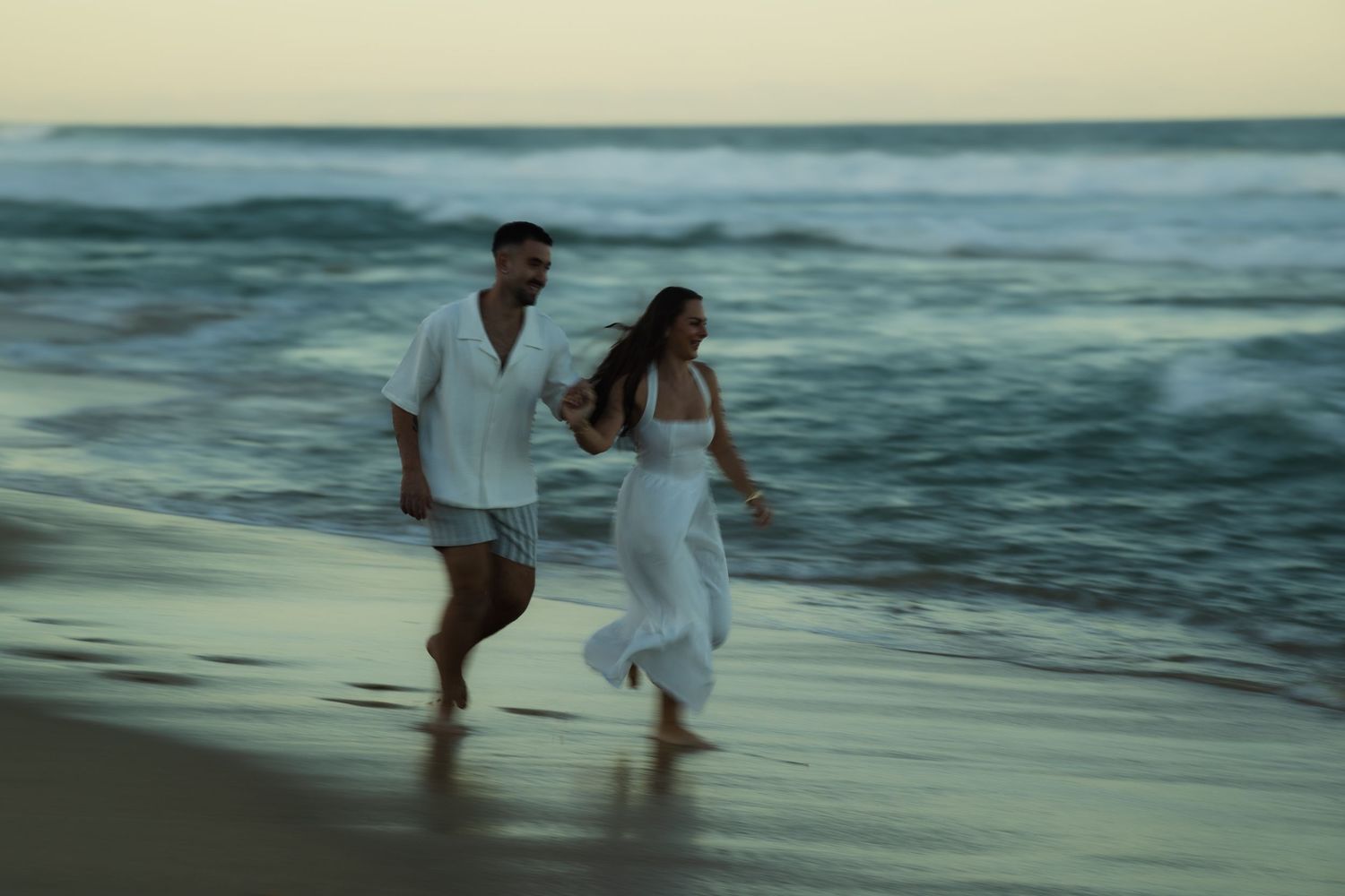 Sunset engagement photos at Wurtulla Beach Sunshine Coast