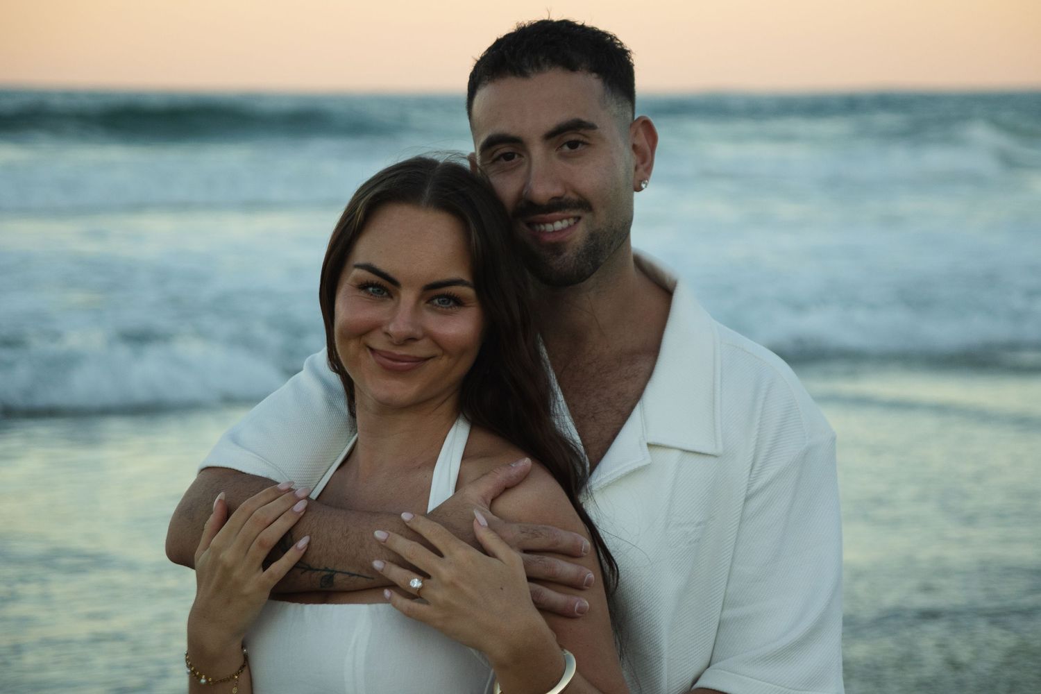 Sunset engagement photos at Wurtulla Beach Sunshine Coast