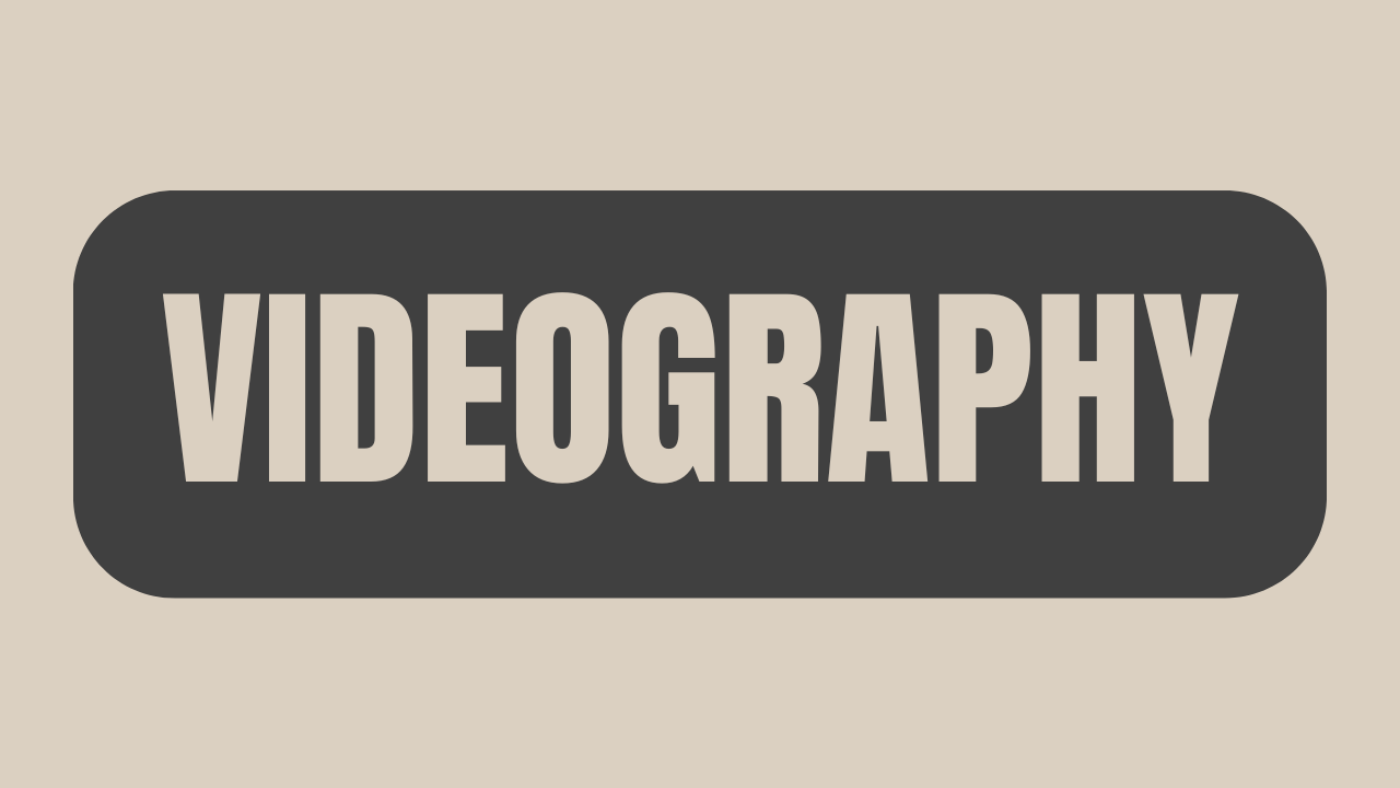 Three black rectangular buttons with white text reading 'VIDEOGRAPHY' arranged in a row on a light background.