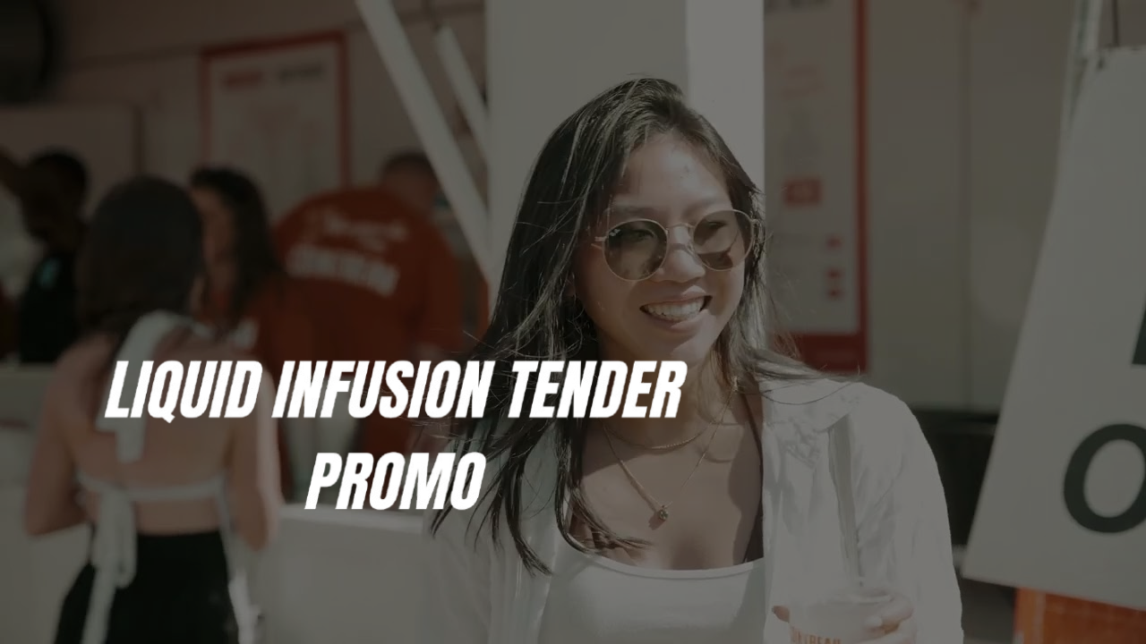 A medical professional in a white coat stands in a clinical setting with text overlay reading 'Liquid Infusion Tender Promo'.
