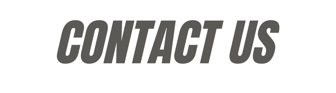 A black and white contact us banner with bold text against a dark background.