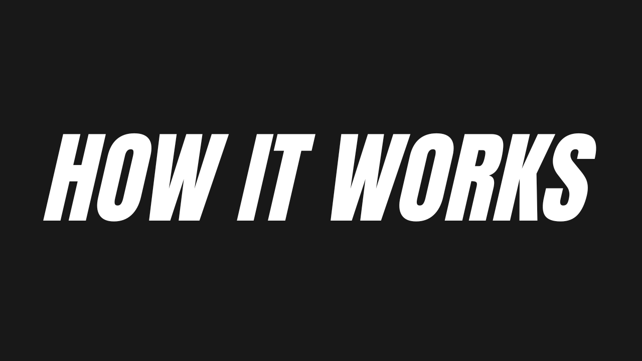 Black and white text panels displaying 