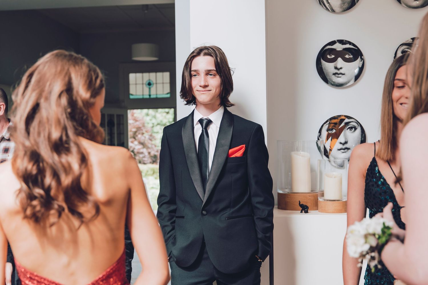 Wedding portrait collage showing elegant couples and bridal party members in formal attire.