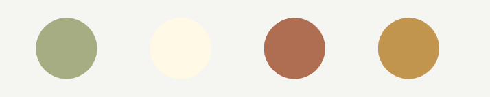 A circular pattern of muted earth tone color swatches arranged in a seamless row against a white background.