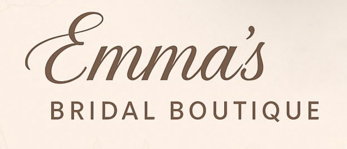 Elegant script text reading 'Emma's' in a bridal boutique logo design.
