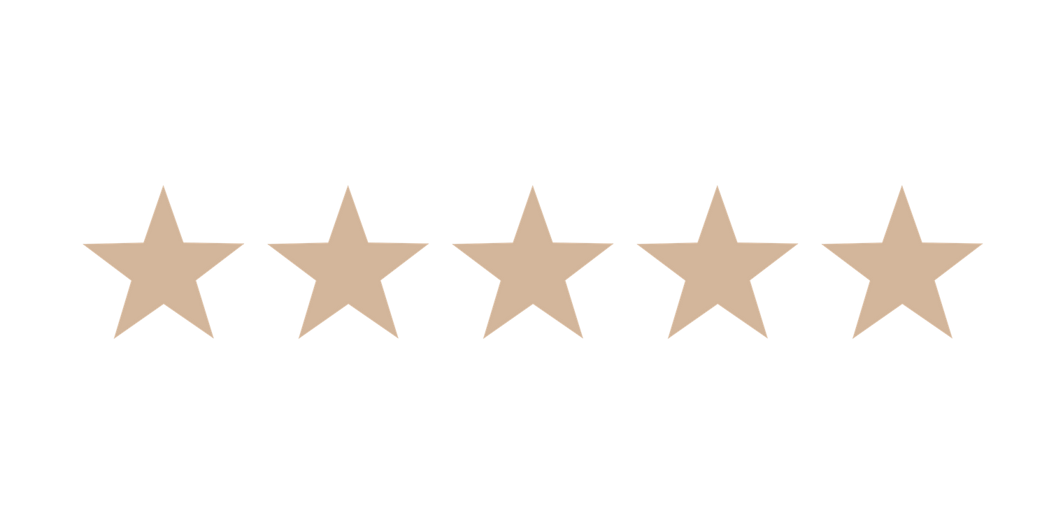 A row of five beige star shapes arranged horizontally on a black background.