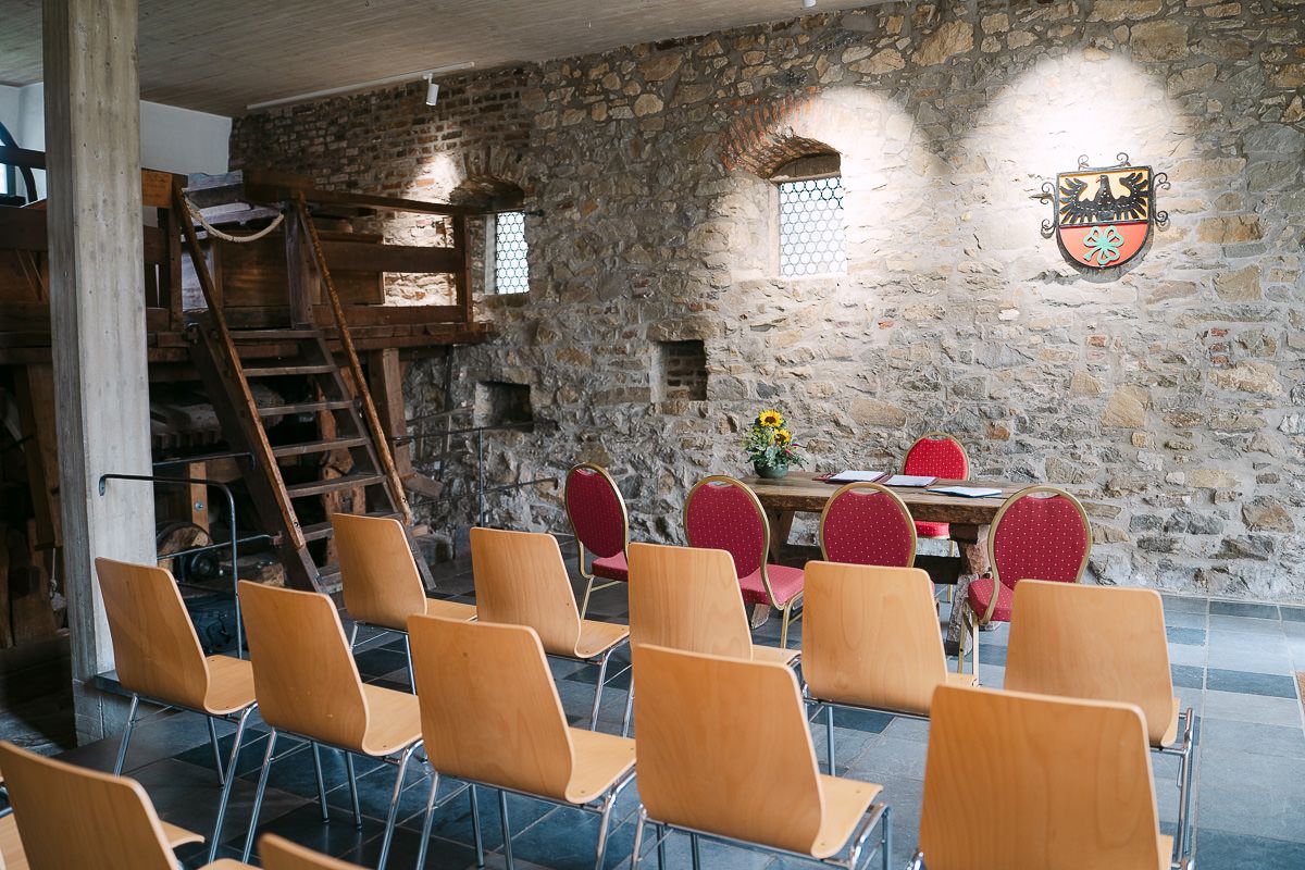 Innenansicht der Welschen Mühle in Aachen Haaren, ein wunderschöne Trauort des Standesamt Aachen.