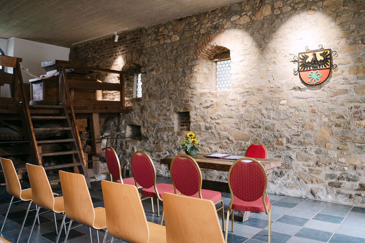 Innenansicht der Welschen Mühle in Aachen Haaren, Trauort des Standesamt Aachen.