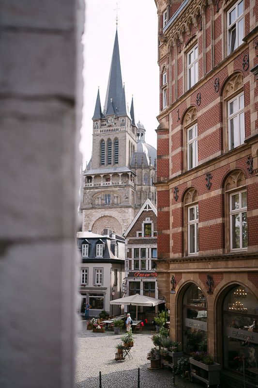 View of Aachen old town and cathedral before elopement day.